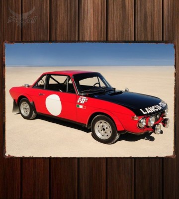 Металлическая табличка Lancia Fulvia HF1600 Group 4 Works Rally Car